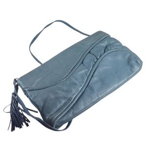 Vintage Brio! Teal Leather Purse 80’s Corporate Core Retro Winter Fall